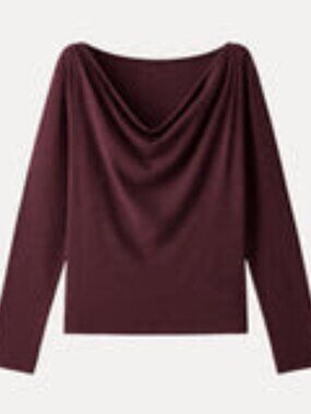 NWT OGL Effortless Cowl Neck Long Sleeve Top Ruby Small